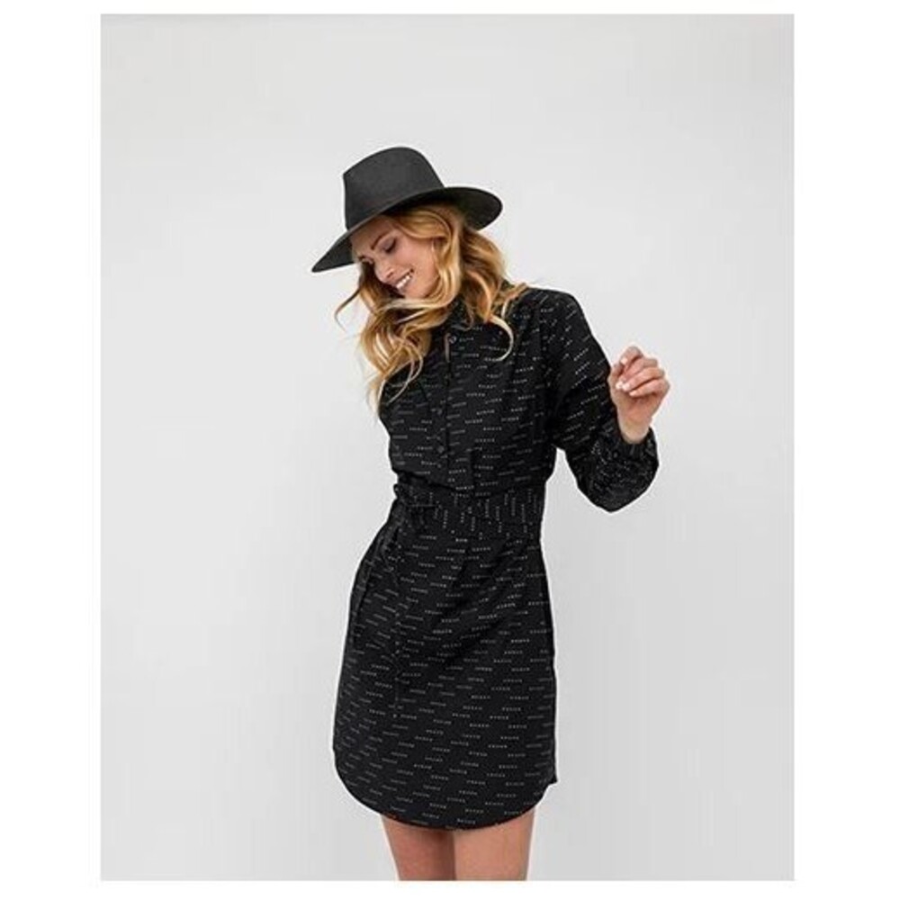 Sarah Alexandra Womens Boho Dress Sz S Black Long Sleeve Pockets Cotton